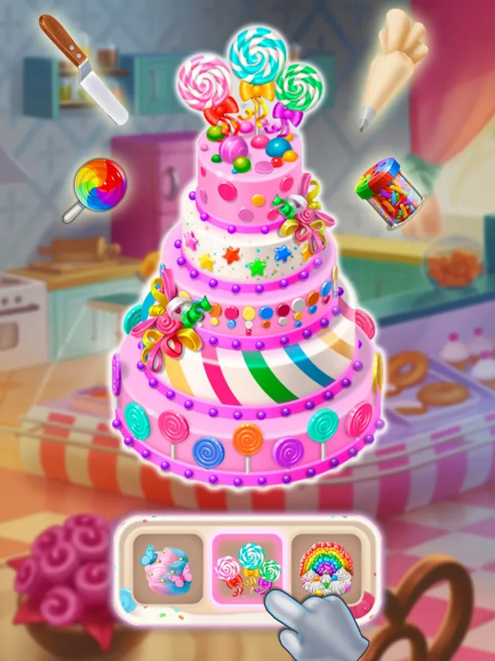 Decorated layered cake from the Sweet Escapes bakery